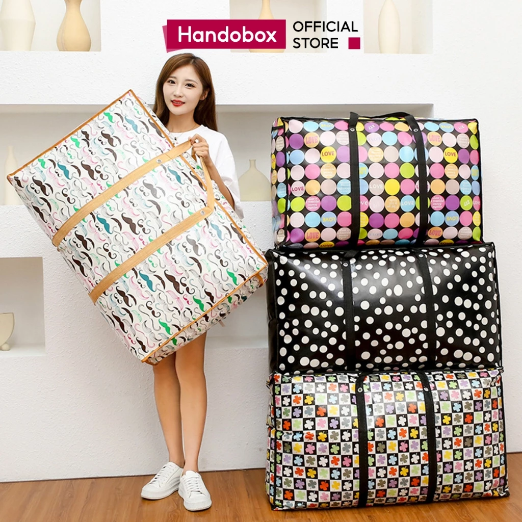 Túi Bạt Đựng Quần Áo Chăn Màn Cỡ Lớn Handobox Chống Thấm Nước, Túi Vải Dứa Đựng Đồ Dùng Chuyển Nhà