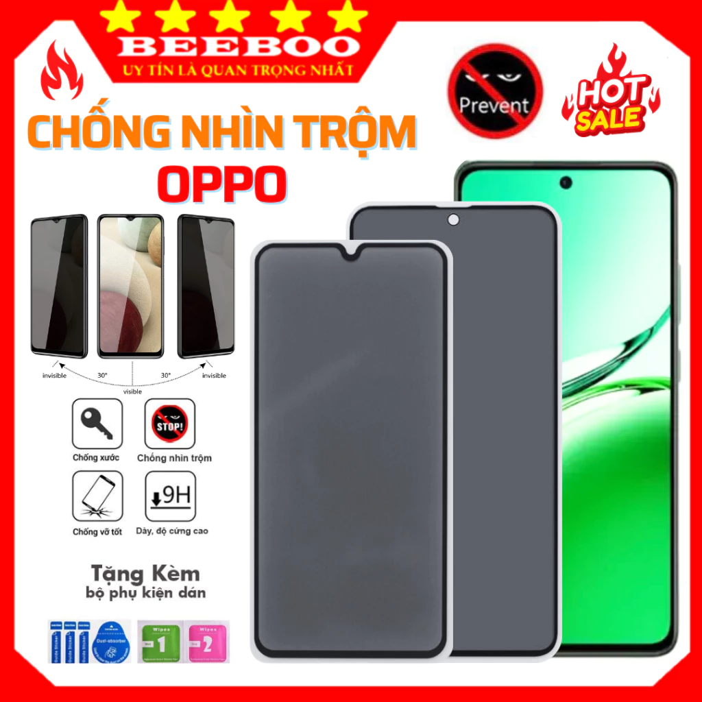 Kính cường lực chống nhìn trộm Oppo Reno 16F 15F 14F 13F 15 14 13 5G A6 A5 Pro A18 A31 A32 A38 A52 A53 A56 5G A3 A3x A5x