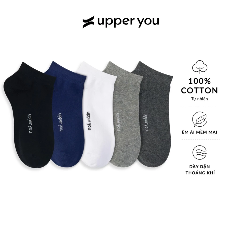 Tất Vớ Nam Cổ Ngắn UPPER YOU Cotton Tự Nhiên Êm Ái Dày Dặn Thoáng Khí Khử Mùi Extra Soft - BSM2001