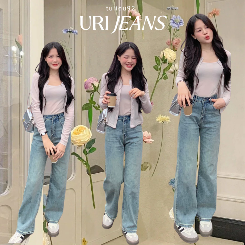 Quần Jean Ống Rộng "Uri Jeans" Tulidu, Ống Đứng Rộng Chất Co Giãn Vải Cotton Jeans Cao Cấp [S90]