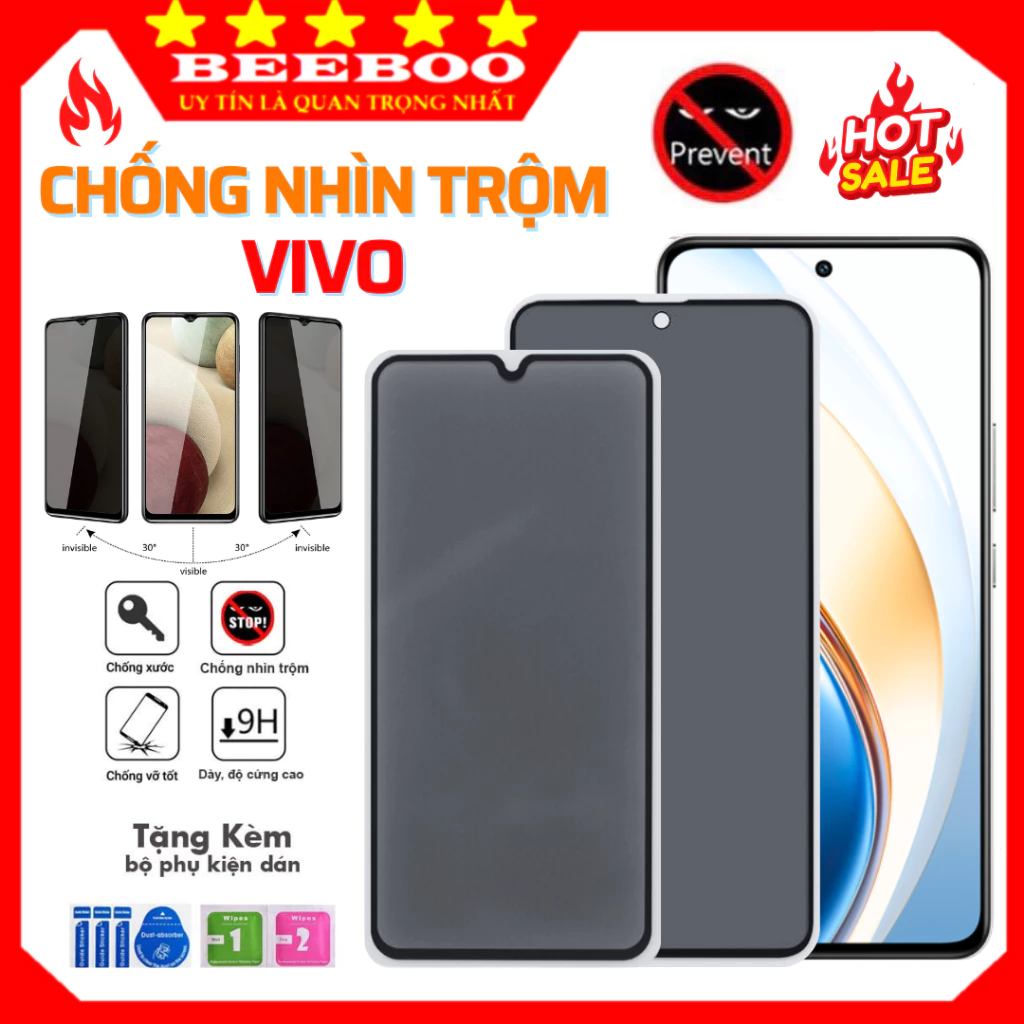Kính cường lực chống nhìn trộm Vivo Y02 Y02A Y02T Y100 T1 T1X Y03 Y03T Y11 Y12 Y15 Y17 Y17s Y18 Y18s Y19 Y20 Y50 Y51 Y72