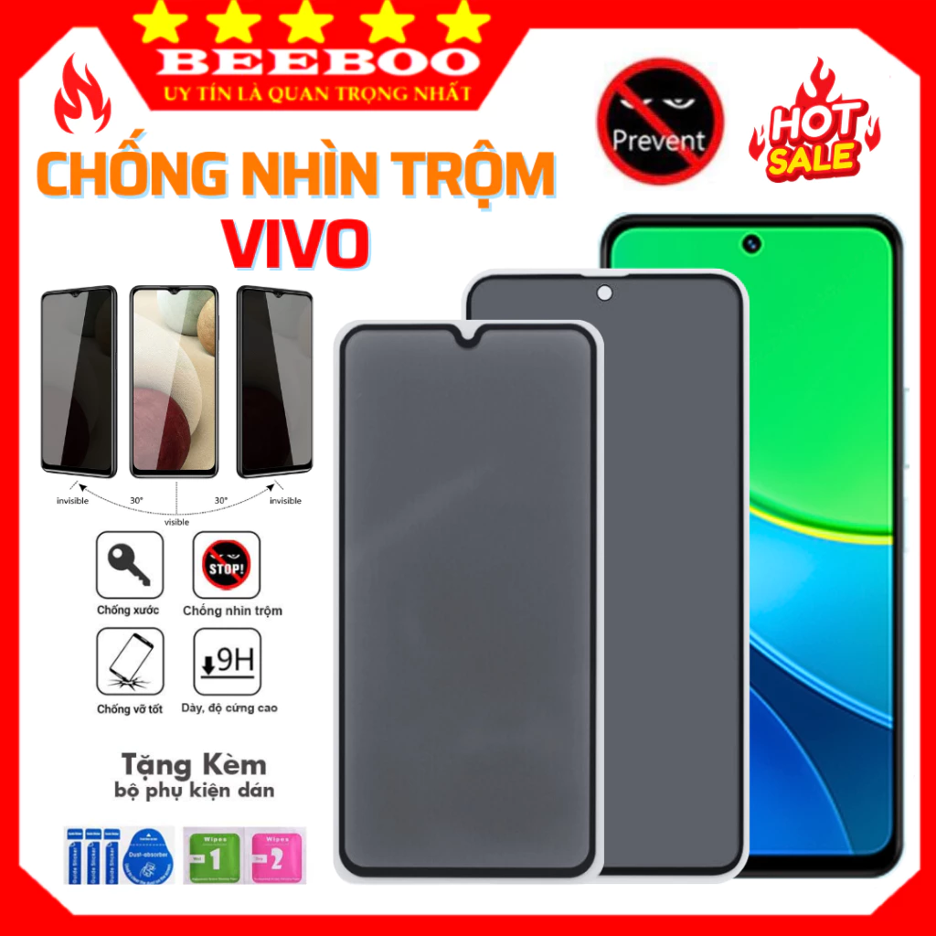 Kính cường lực chống nhìn trộm Vivo Y19S Y19s Pro Y28 Y39 5G V40 V50 Lite V60 5G Y53s V15 V20 V20 SE V21 V27e V29e U10