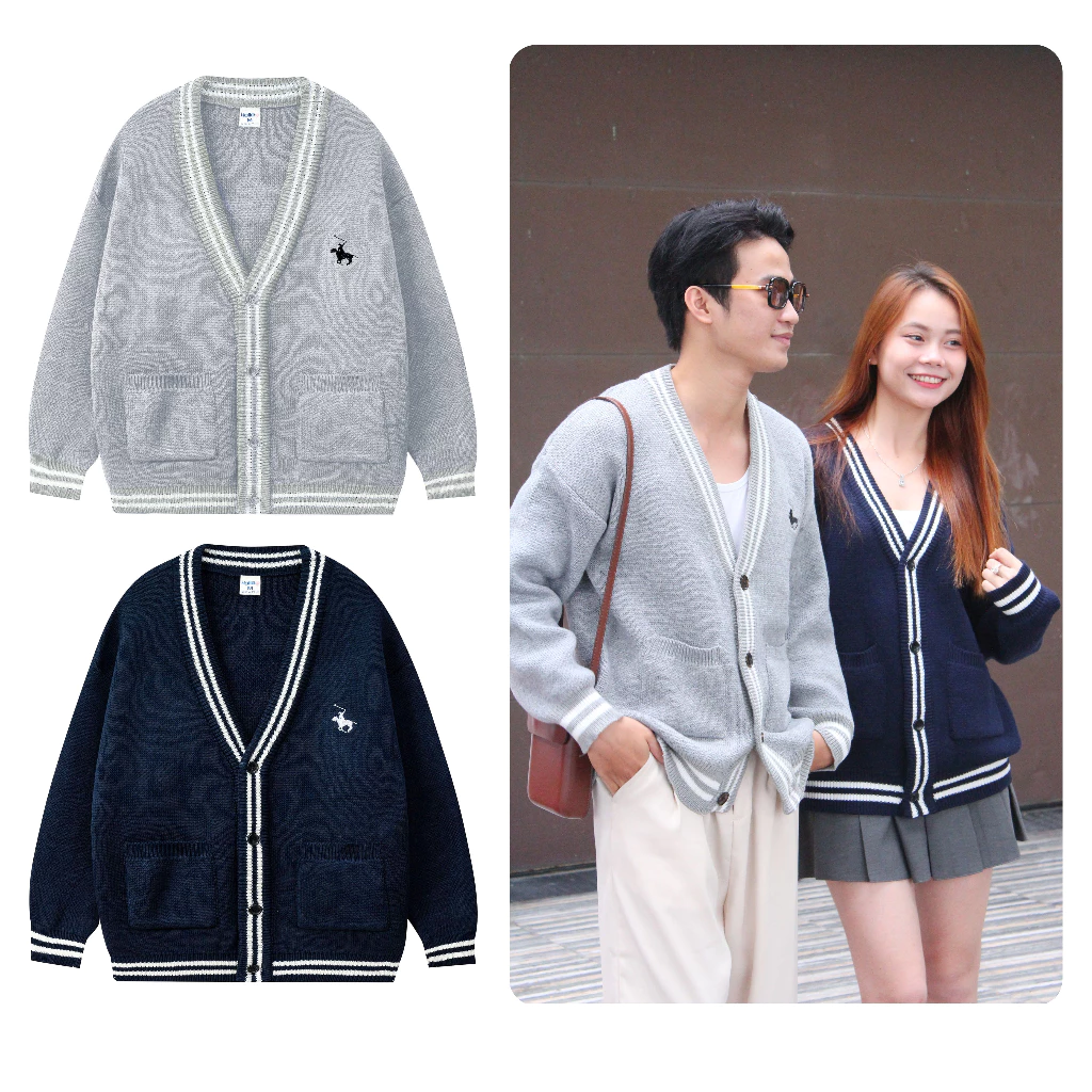 Áo khoác len cardigan nam cổ chữ V dài tay thu đông form rộng phong cách Hàn Quốc Halley N28