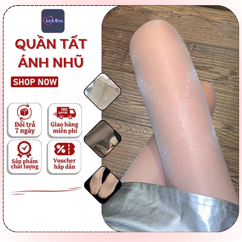 Quần Tất nữ ngọc trai lấp lánh bling bling trong suốt siêu mỏng quyến rũ siêu dai QT16 - Leeva Store