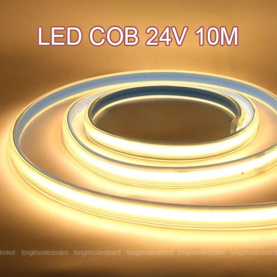 COB led dán 24v chống lộ mắt siêu sáng, cuộn 10m led dán 320 bóng trang trí kệ tủ, biển hiệu quảng cáo