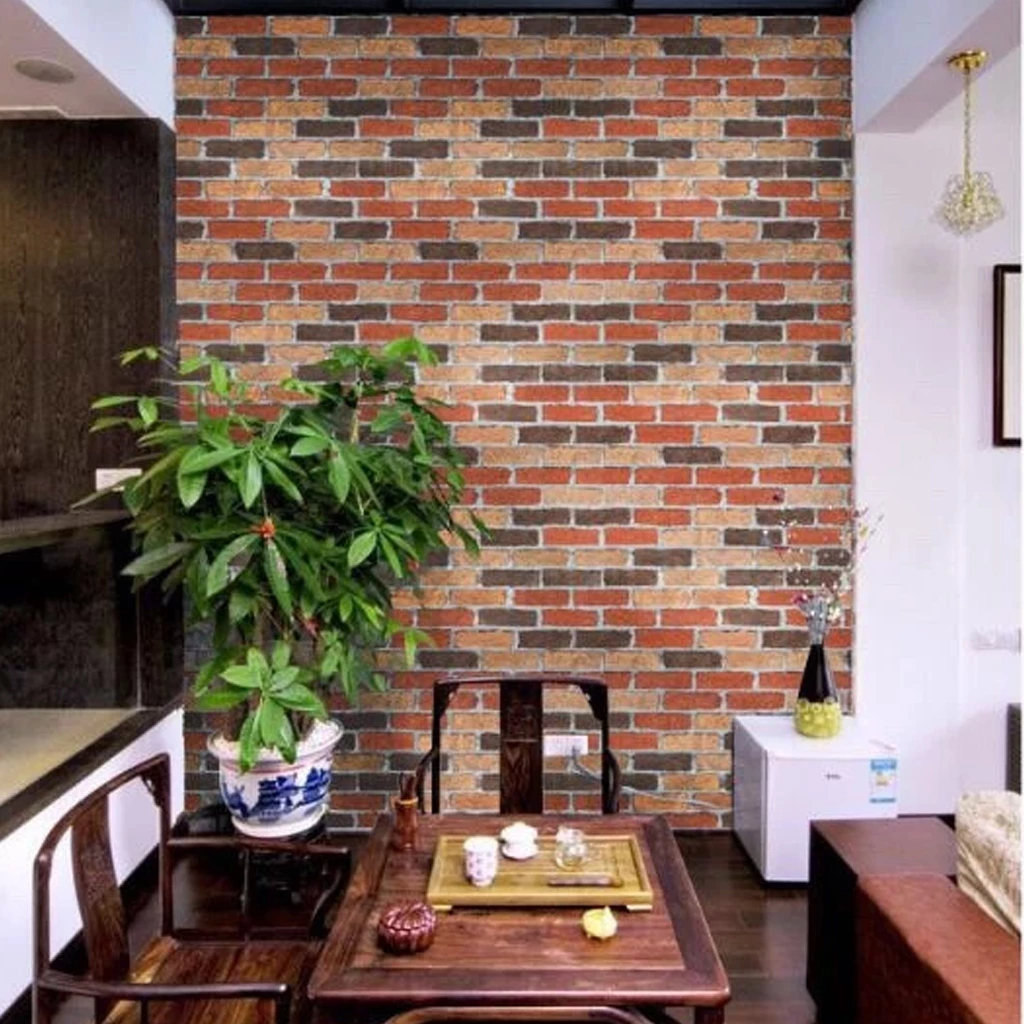 Giấy dán tường sẵn keo gạch đỏ sẵn keo khổ 45cm dài 10m