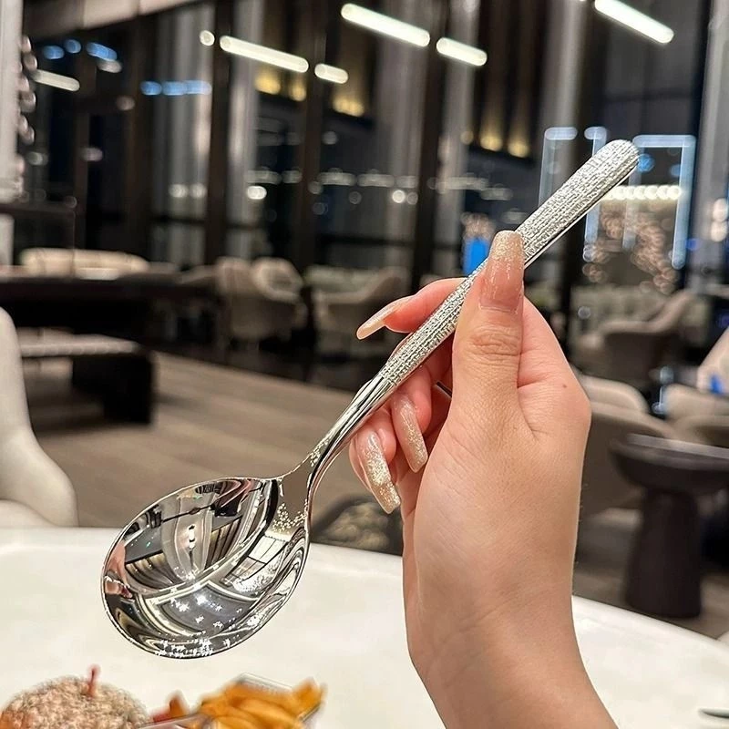 Combo 2 Thìa Inox Ăn Súp Màu Bạc Thiết Kế Tay Cầm Dài Kiểu Dáng Hàn Quốc 19.8cm Mẫu Mới