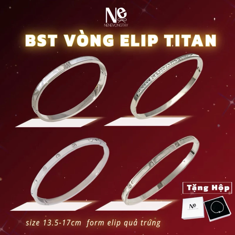 bst Vòng Tay titan Elip - thép mà titan không hoen gỉ - nhiều mẫu xinb
