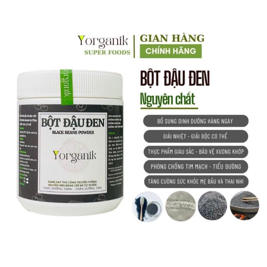 Bột Đậu Đen Xanh Lòng Nảy Mầm Rang Củi Thủ Công Yorganik