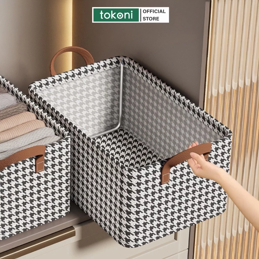 Hộp Vải Đựng Quần Áo Có Khung Thép JYoohome Sọc Đen Trắng Hộp Đựng Đồ Lót Tất Vớ Quần Jean Tiện Lợi