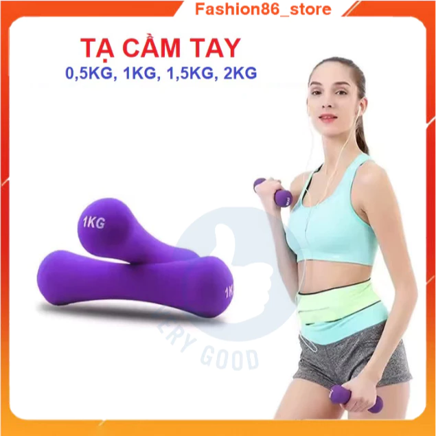 Tạ tay 0,5kg 1kg 1,5kg 2kg bọc cao su nhám dùng cho nam nữ tập gym yoga boxing cao cấp tập thể dục thể thao tại nhà