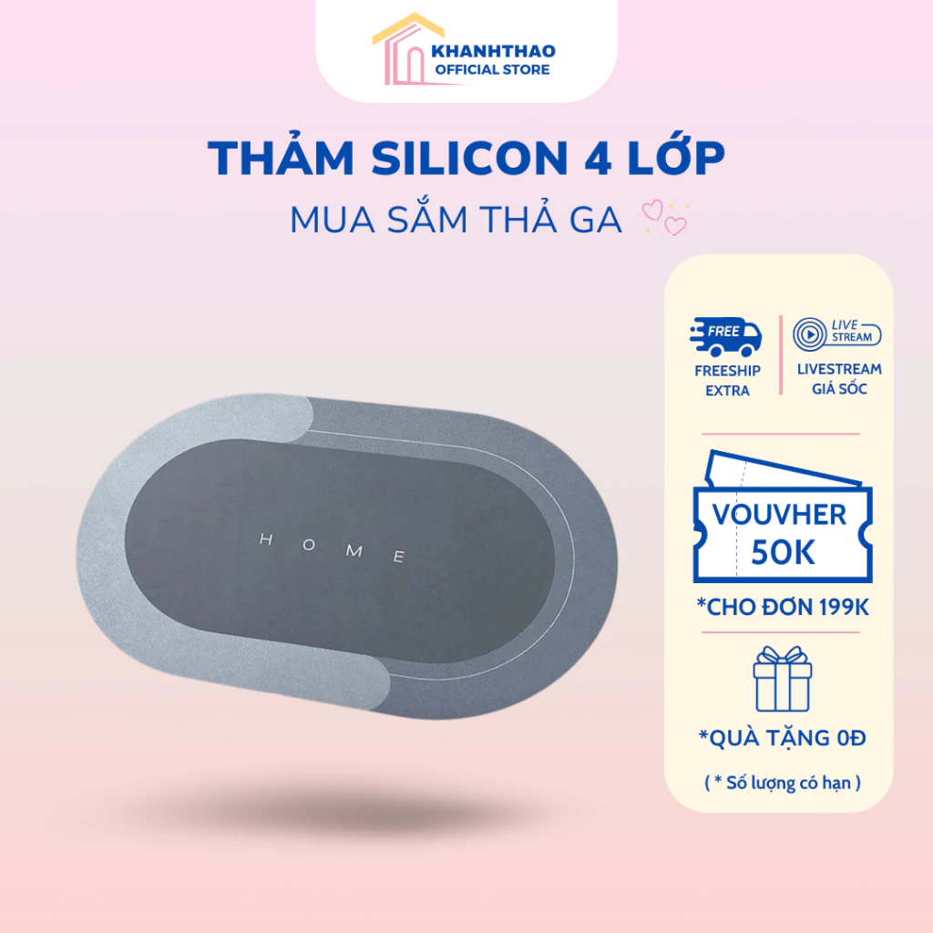 Thảm bếp 4 lớp Silicon chống trơn trượt, thảm nhà bếp bộ 2 siêu thấm nước - K209