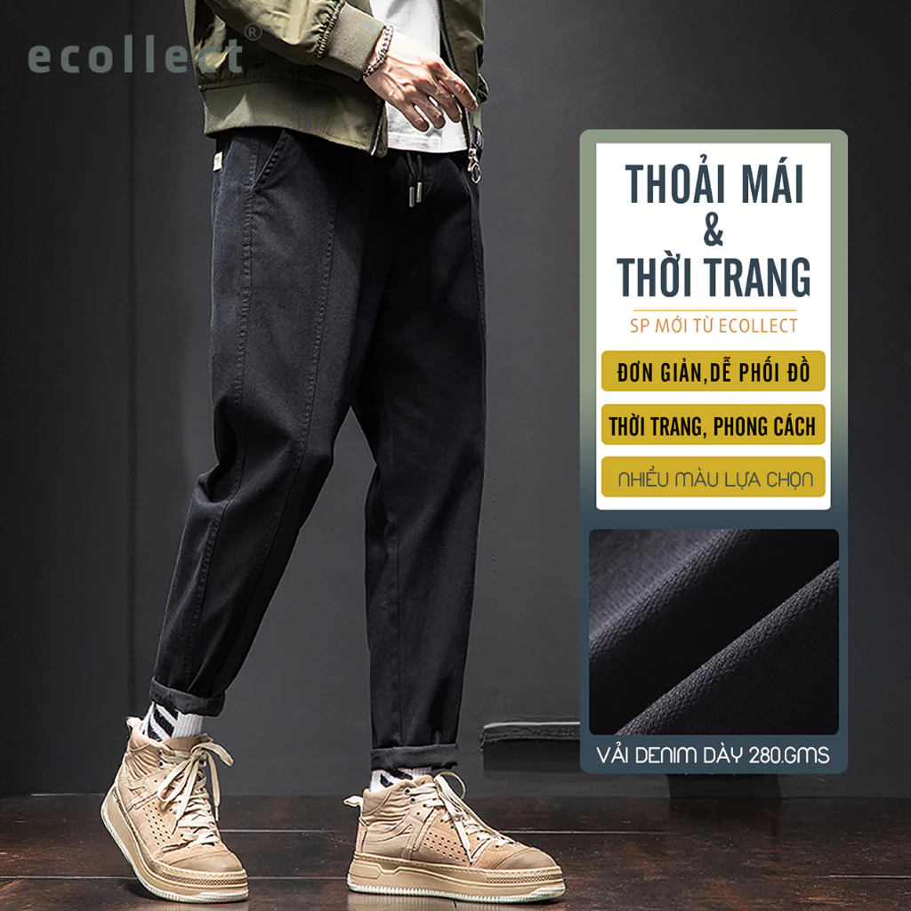 Quần Jean Nam Ống Suông Co Giãn ECOLLECT Mã QD15 - Chất Liệu Cao Cấp, Phom Dáng Thoải Mái