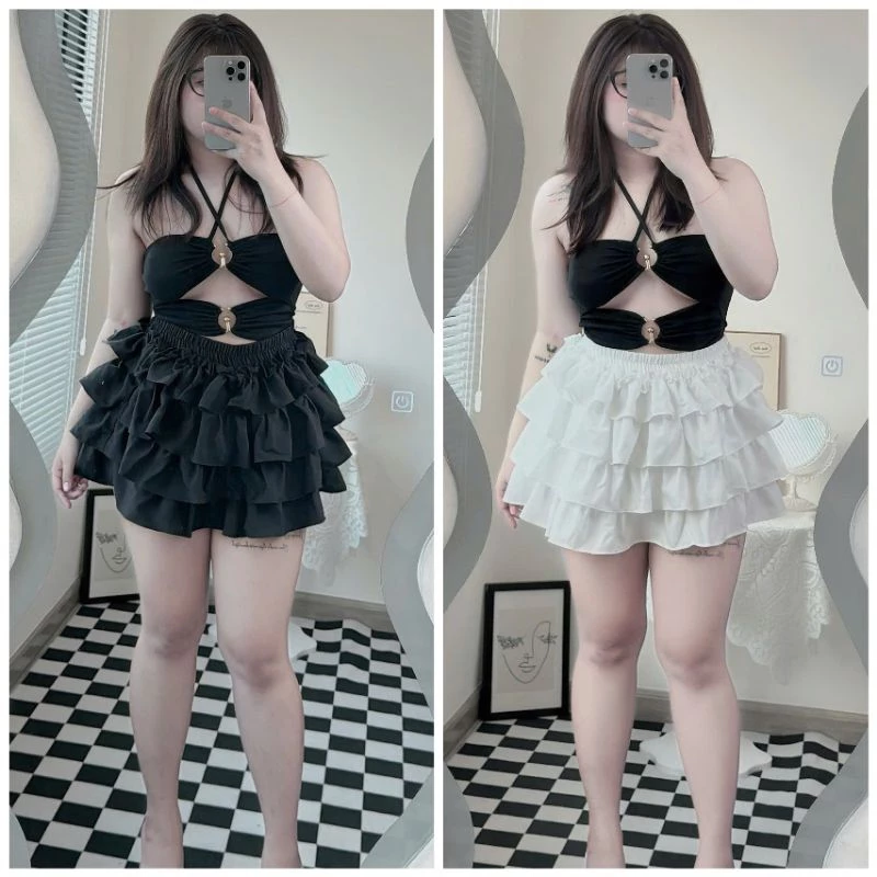 [Bigsize60_90kg] Chân váy lẻ lụa hàn