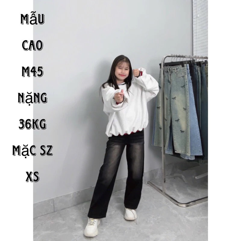(SUÔNG NẤM LÙN)( nhận đơn từ m42) QUẦN JEANS NỮ MÀU ĐEN KHÓI  9 tấc
