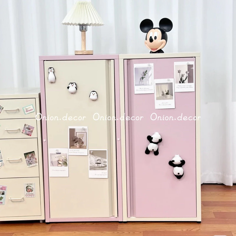 Tủ thép 3 tầng cánh mở basic Bắc Âu màu pastel để đồ đa năng decor phòng ngủ