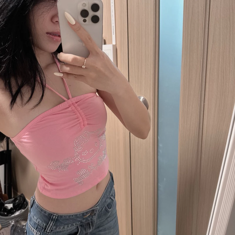 [SALE XẢ KHO] Áo ống tube cột cổ y2k babi core 90s hell0 hồng