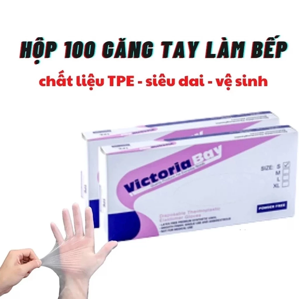 Hộp 100 găng tay nấu ăn siêu dai Victoria Bay Gia dụng Yến Nhi
