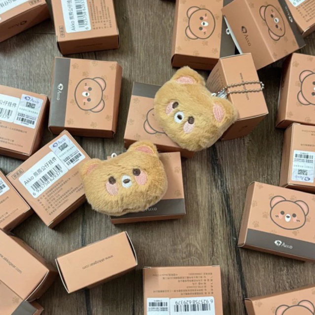 Móc khóa Akko phụ kiện trang trí bàn phím, gấu lông mềm cute dễ thương