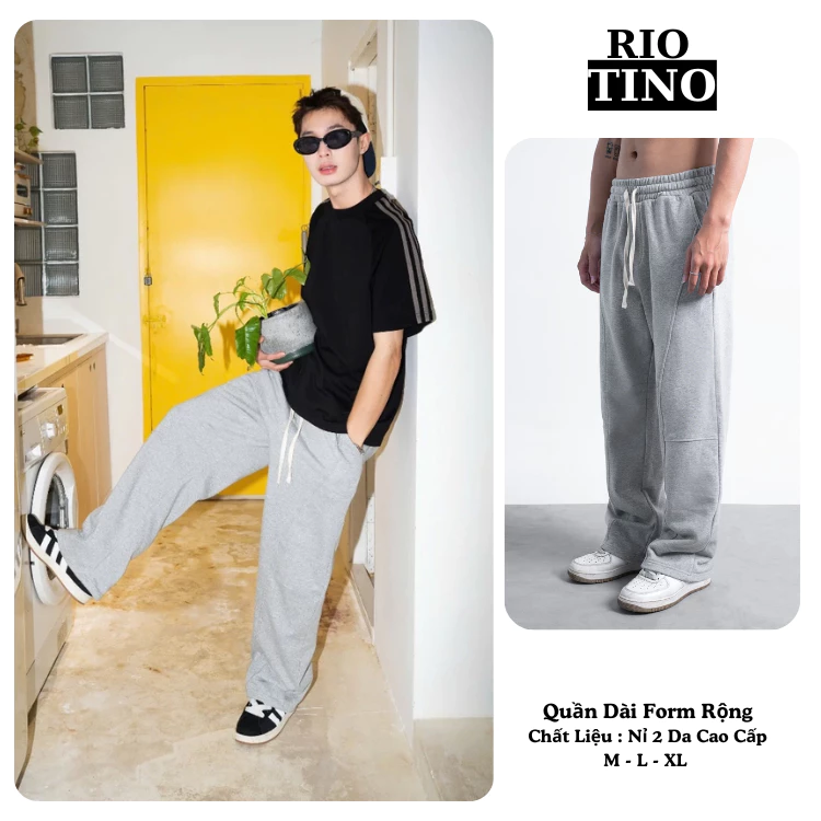 Quần Dài Form Rộng RIOTINO Track Pants Unisex Nam Nữ Local Brand Đứng Form Co Giãn Tốt