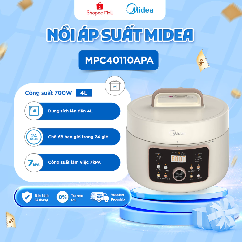 Nồi áp suất điện Midea MPC40110APA (4L, 1000W) - Hàng chính hãng
