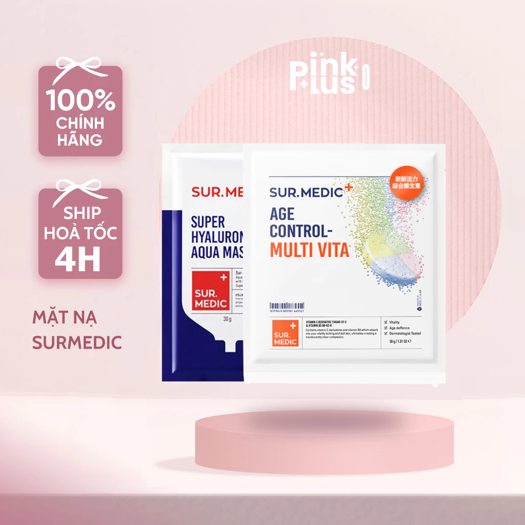Mặt Nạ Cấp Ẩm Chuyên Sâu Sur.Medic+ Super Hyaluronic 100 Aqua Mask 30g - AQUA