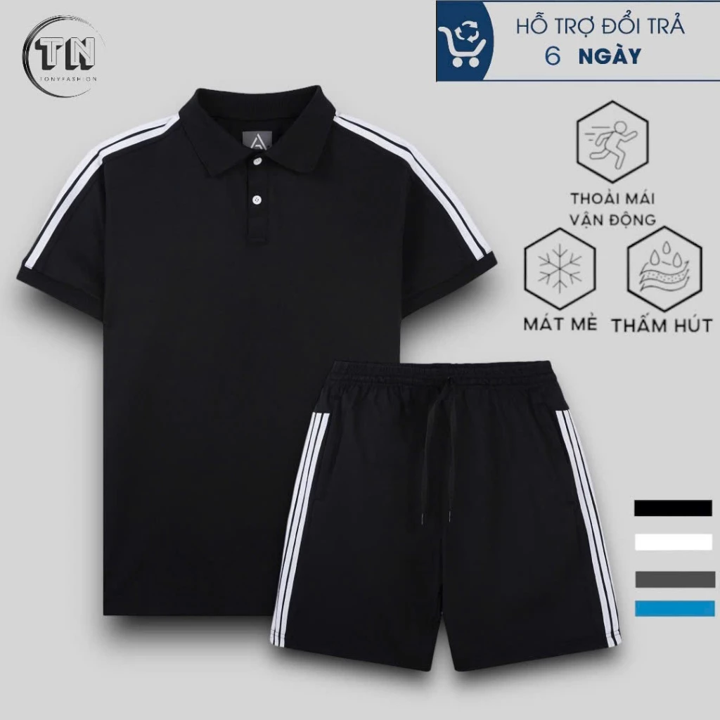 Bộ quần áo thể thao cao cấp-Họa tiết kẻ sọc bộ quần áo thể thao nam chất liệu poli cá sấu co giãn 4 chiều-TONY FASHION