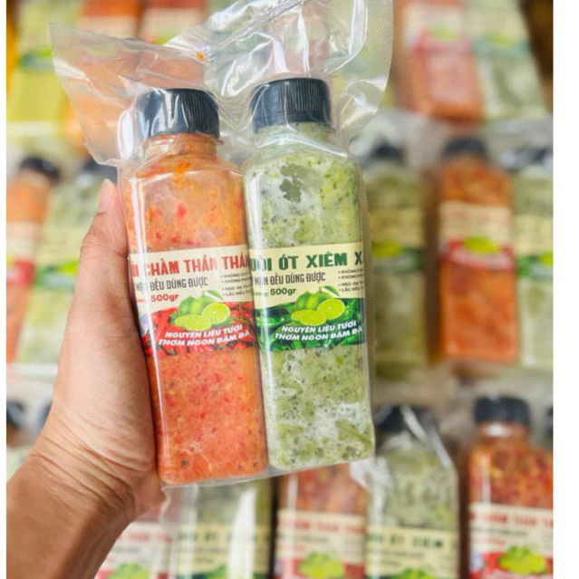 [COMBO] 2 Chai Muối Chấm (Tổng 500g) Hải Sản Thần Thánh Muối Chấm Xanh Và Muối Chấm Đỏ