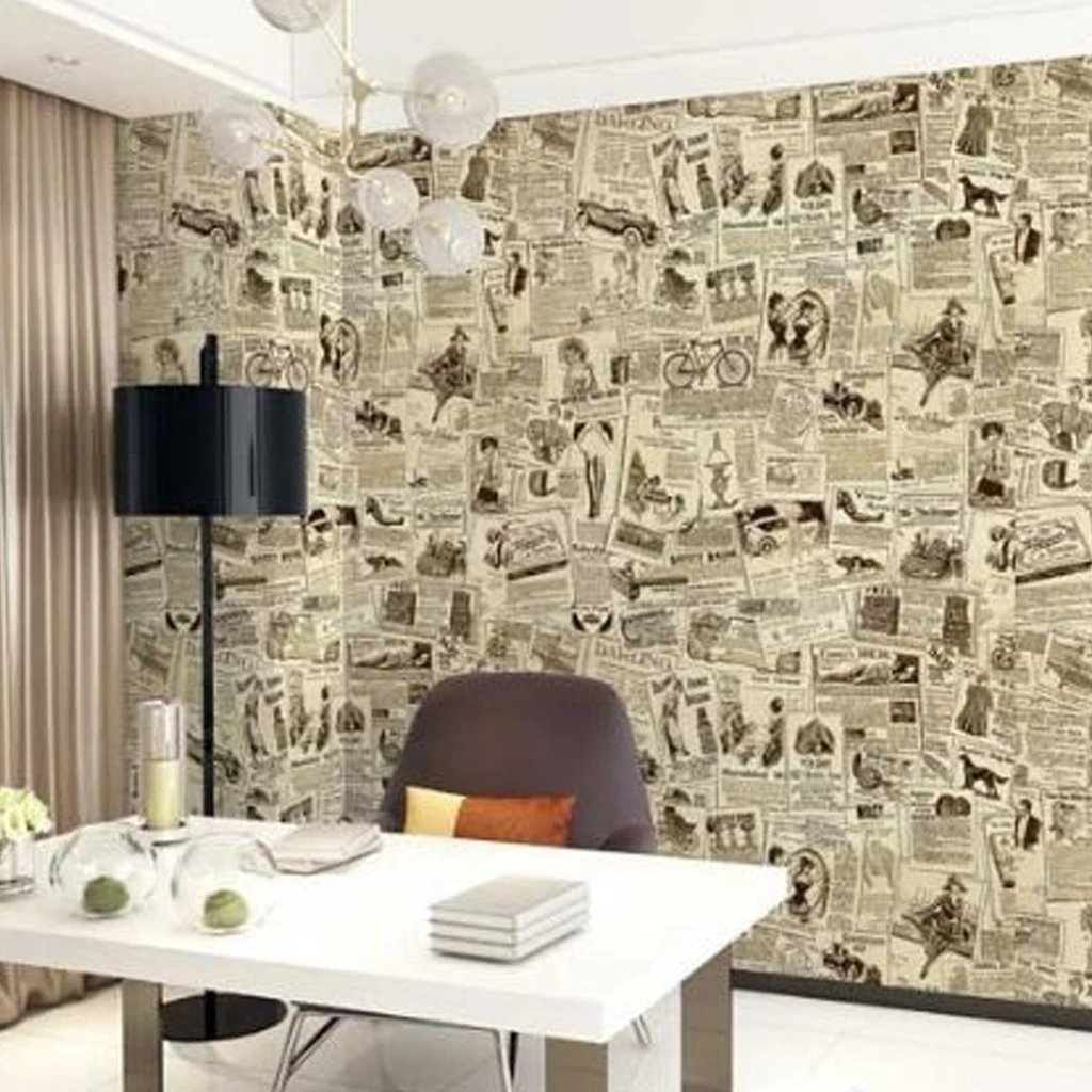 Decal giấy dán tường giả báo chữ cũ vintage khổ 45cm có keo sẵn