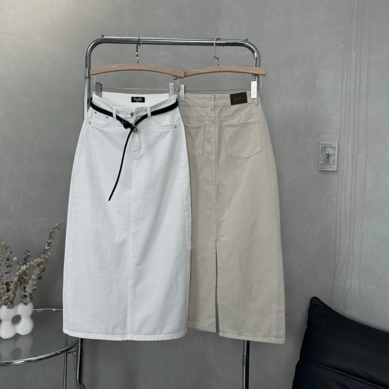 YURI JEANS - Chân Váy Jean Nữ DÁNG DÀI May Viền Túi Cuốn (Mã 7123) Women Nhung