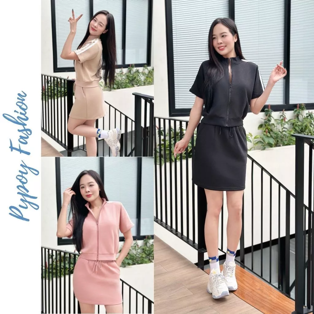 set váy nữ Sang Chảnh Thiết Kế - Bộ Cotton Chân Cua Áo Và Chân Váy dáng sang chảnh, thời thượng