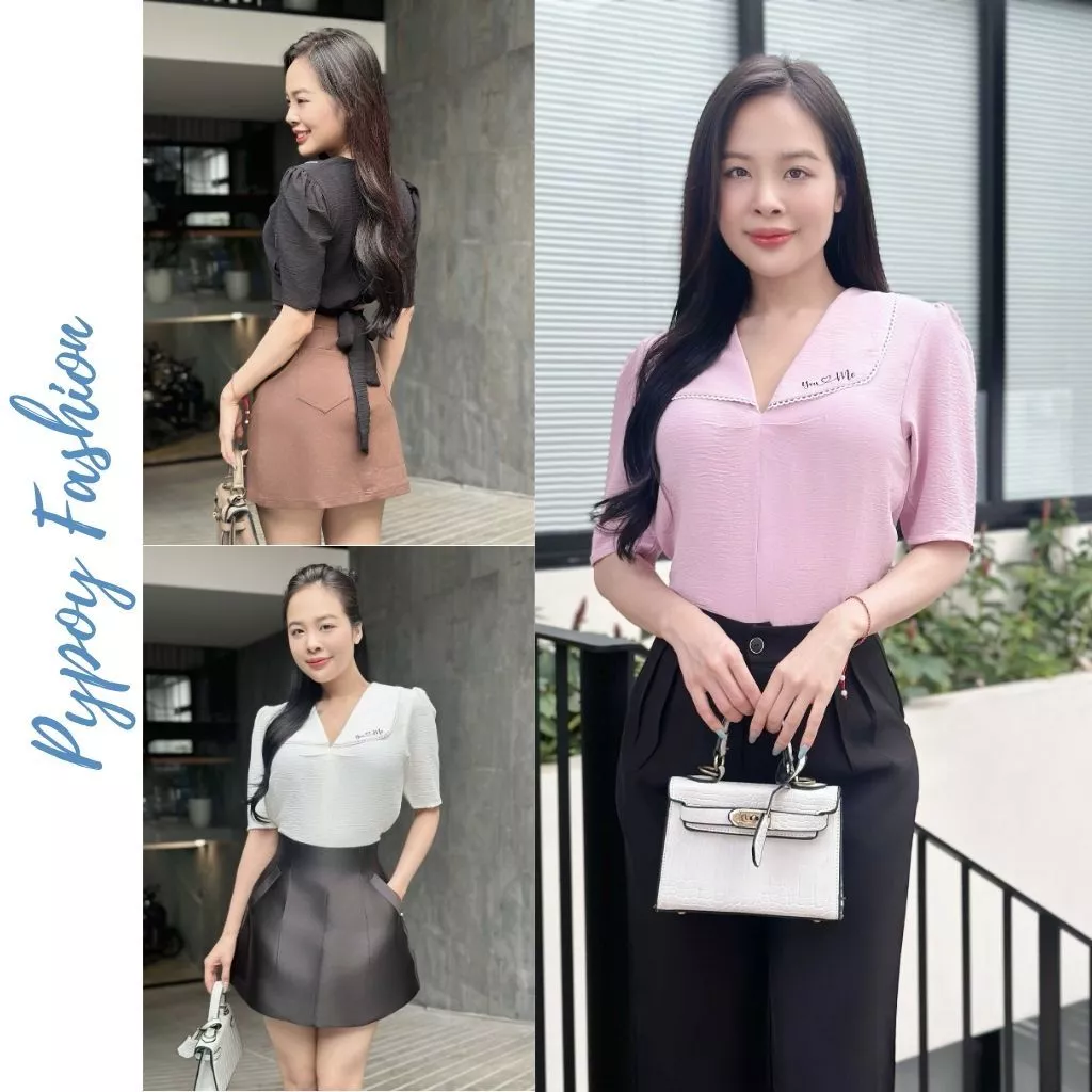 Áo Sơ Mi Nữ Kiểu Buộc Nơ Sau Lưng, Áo Somi Trơn Kiểu Dáng Điệu Đà