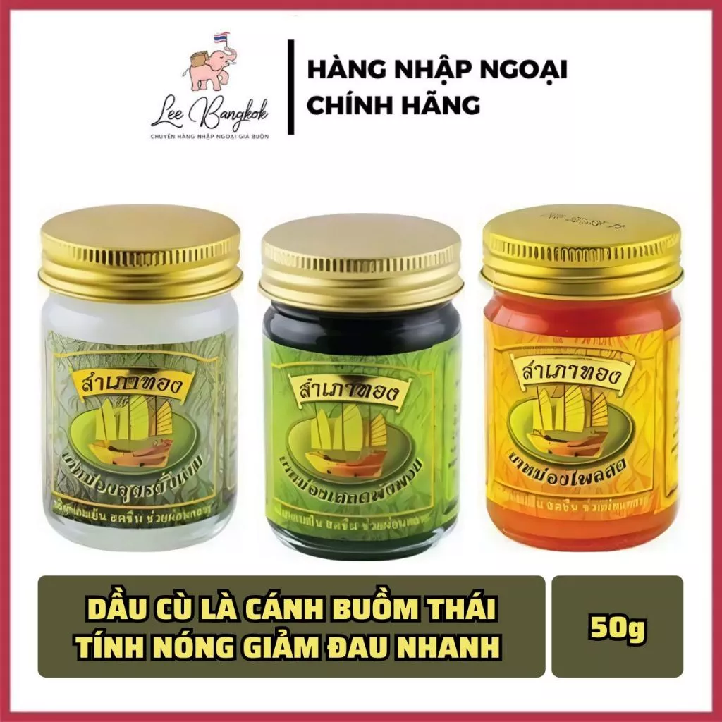 [CHUẨN THÁI] Hũ Dầu Cù Là Cánh Buồm Xoa Bóp Giảm Đau Nhanh Xương Khớp Màu Trắng, Xanh, Vàng Thái Lan 50g