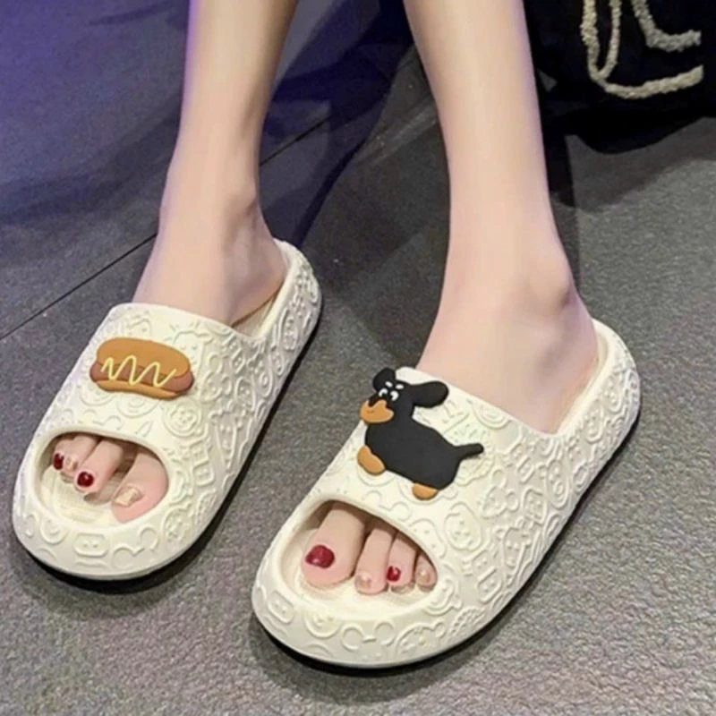 Dép bánh mỳ Nữ Quai Ngang  Hoạ tiết Nổi Cao 3 cm Thời trang