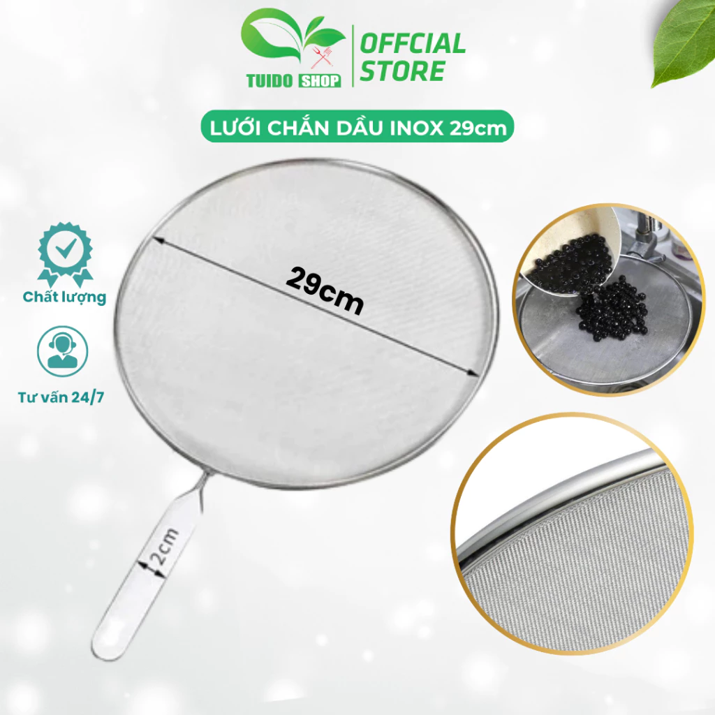 Lưới đậy chảo chống văng dầu mỡ inox có tay cầm - TUIDO SHOP