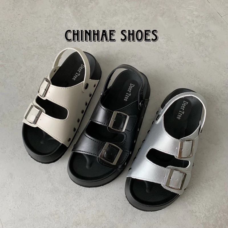 Dép quai hậu da Pu cao cấp 4cm nạm đinh tăng chiều cao cho nữ phong cách Ulzzang trẻ trung đi học đi chơi SD003