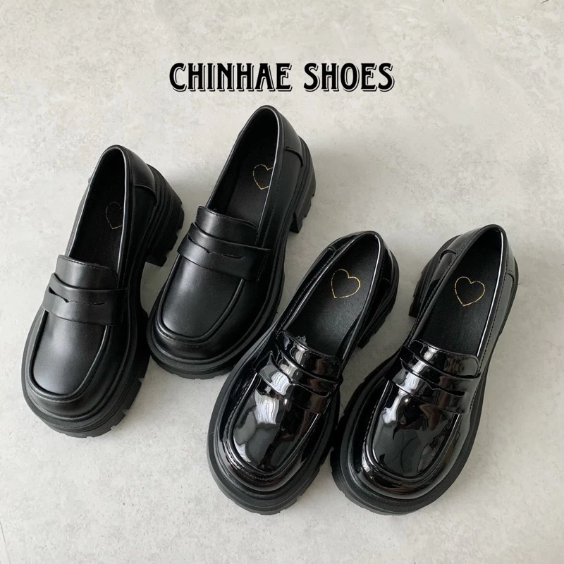 Giày loafer da Pu cao cấp tăng chiều cao 5cm cho nữ phong cách Ulzzang trẻ trung cho nữ hằng ngày G056