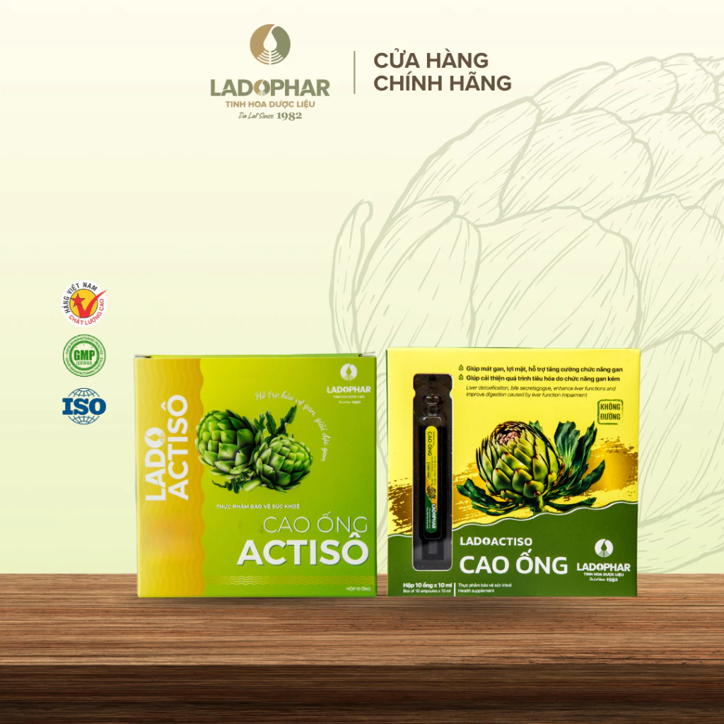 2 loại Cao Ống Actiso Ladophar không đường Atiso hỗ trợ bảo vệ và giải độc gan (Hộp 10 ống x 10ml) - Ladophar