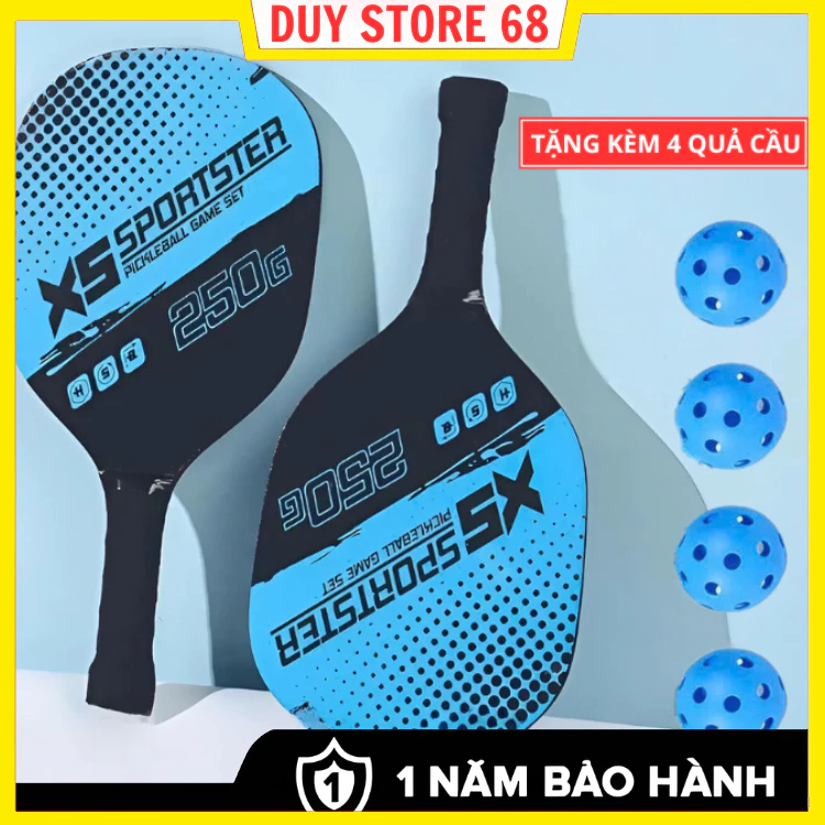 Bộ 2 Vợt Chơi Bóng Pickleball Siêu Nhẹ Cầm Nắm Chắc Chắn Kèm Túi Đựng 4 Quả Bóng cao cấp
