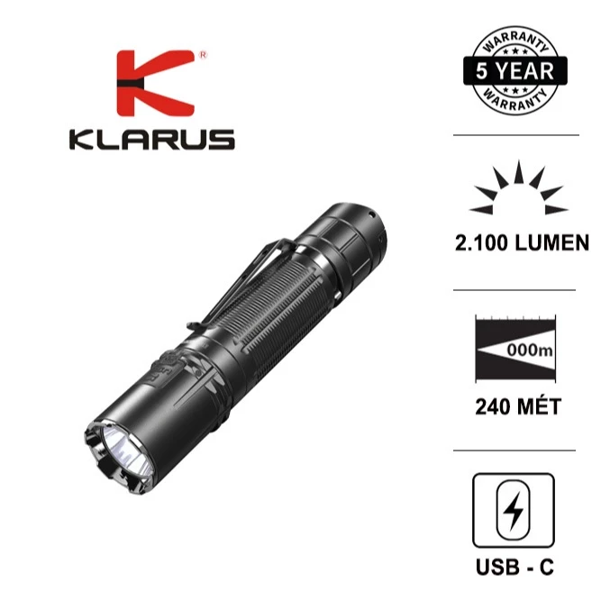 Đèn pin phản ứng nhanh KLARUS XT2CR PRO độ sáng 2100 lumen chiếu xa 240m
