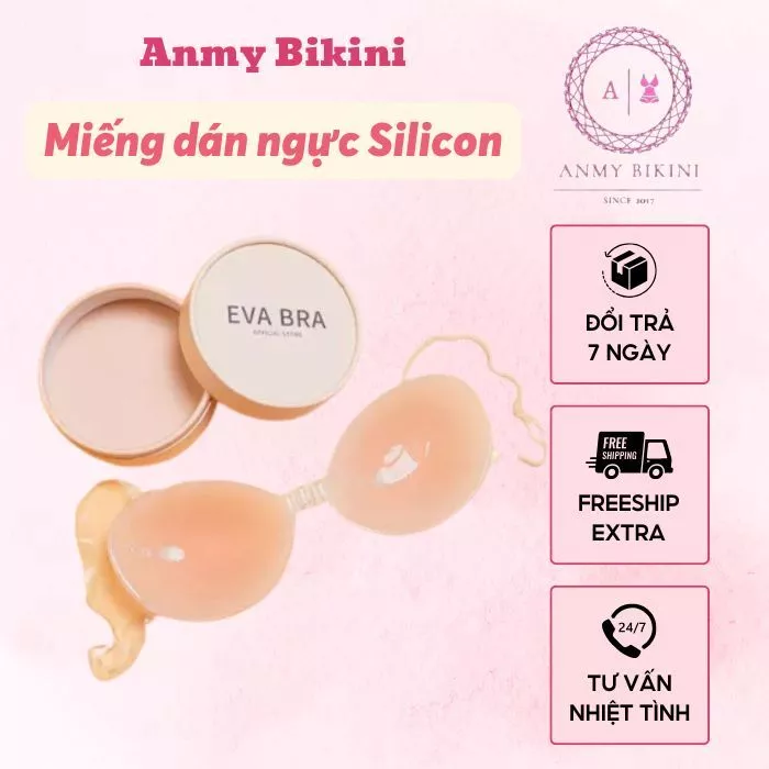 Miếng Dán Nâng Ngực Silicon Cài Trước, Hộp Dán Eva Cao Cấp Tạo Khe Chống Tụt Ôm Trọn Vòng 1 - Eva 00060