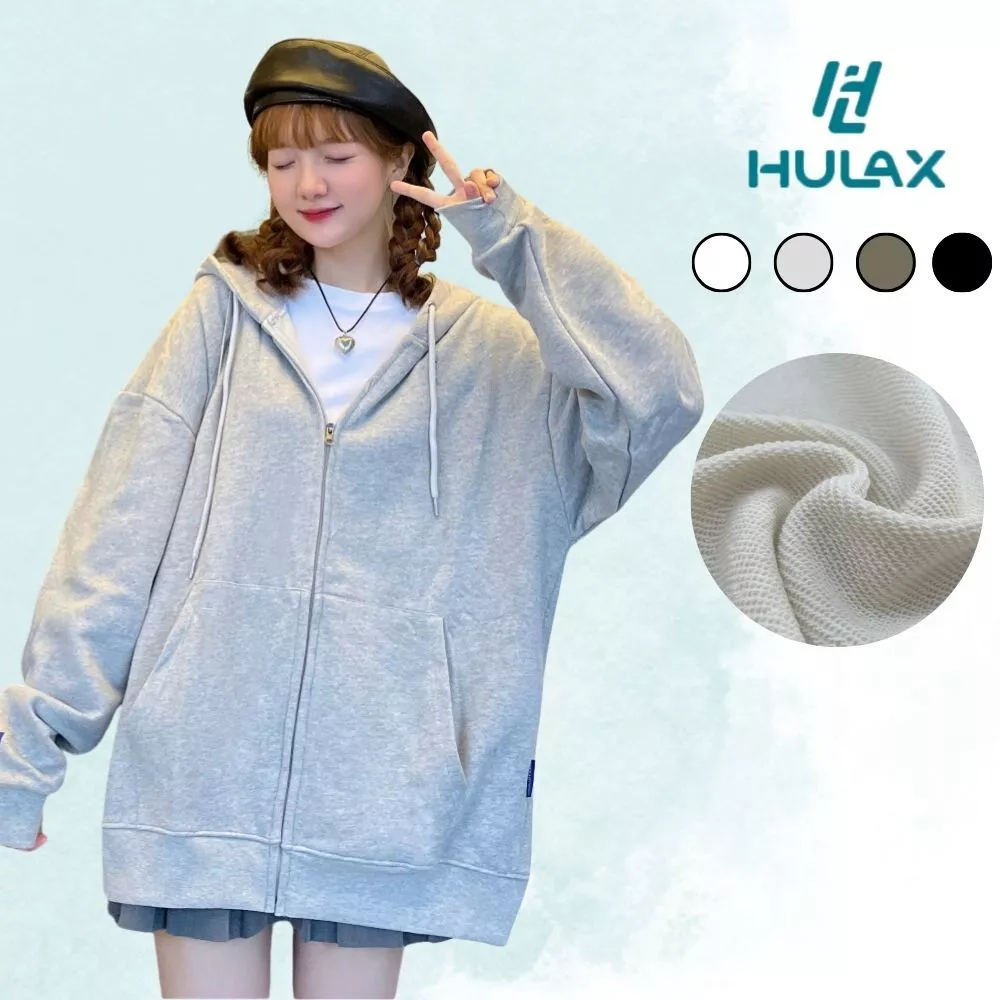 [Xả kho]  Áo Hoodie Zip Nỉ Chân Cua Hulax  , Áo Khoác Nỉ Chân Cua Basic Nam Nữ Form Rộng Unisex 𝙃𝙐𝙇𝘼𝙓