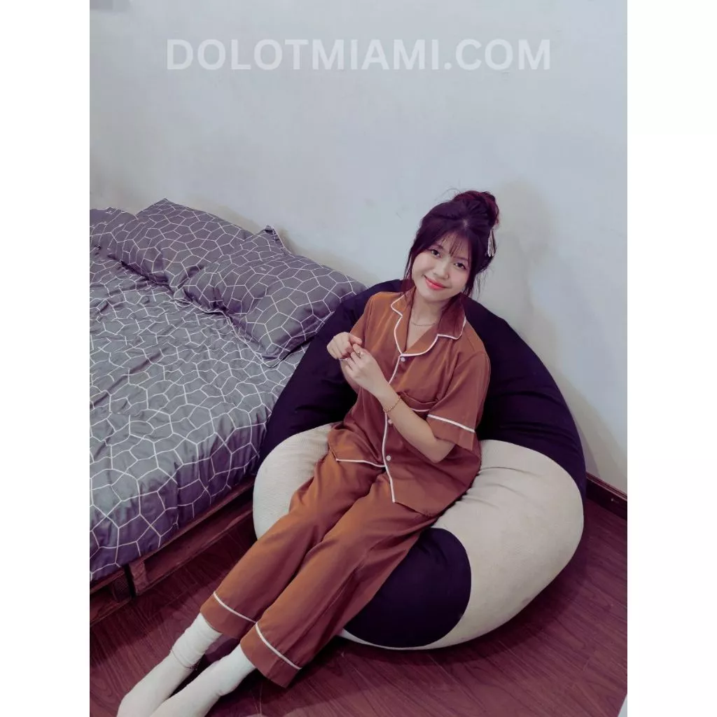 [ẢNH THẬT] Pijama vải Mango màu cam đất - Đồ mặc ở nhà - Đồ ngủ nữ