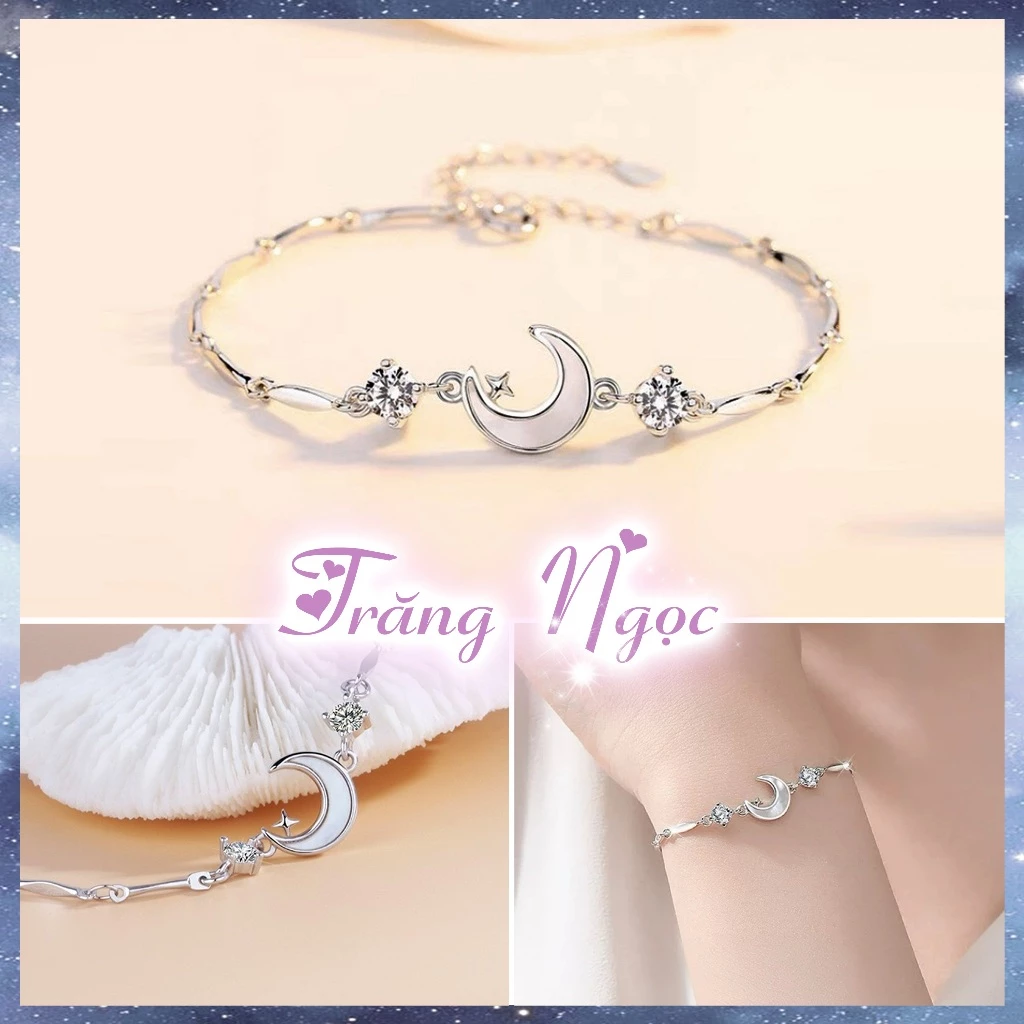 Lắc tay nữ TRĂNG NGỌC đính đá phụ kiện trang sức vòng tay xinh xắn Maxshop