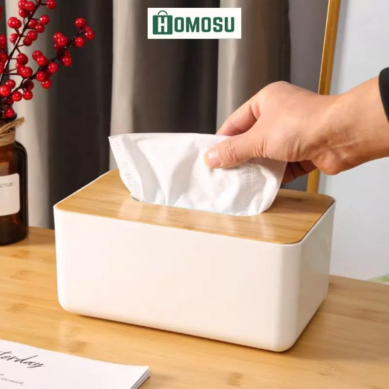 Hộp Đựng Giấy Ăn Để Bàn Phòng Khách, Hộp Đựng Khăn Giấy Phòng Ăn Màu Trắng Tiện Lợi F004