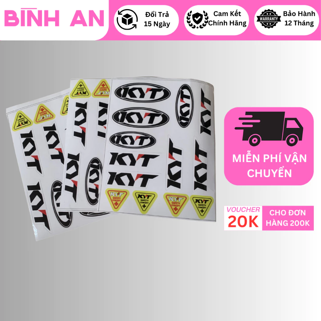 Bộ Tem KYT Dán Nón Bảo Hiểm Dán Xe Máy Xe Đạp Siêu Chất Chống Bạc Màu