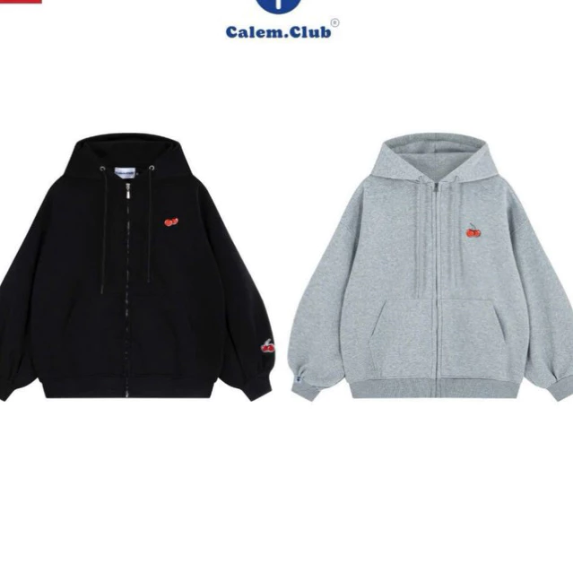 Áo khoác zip MINI CHERRY Embroider chất  nỉ bông  dày dặn form rộng unisex nam nữ nón to áo khoác thu đông