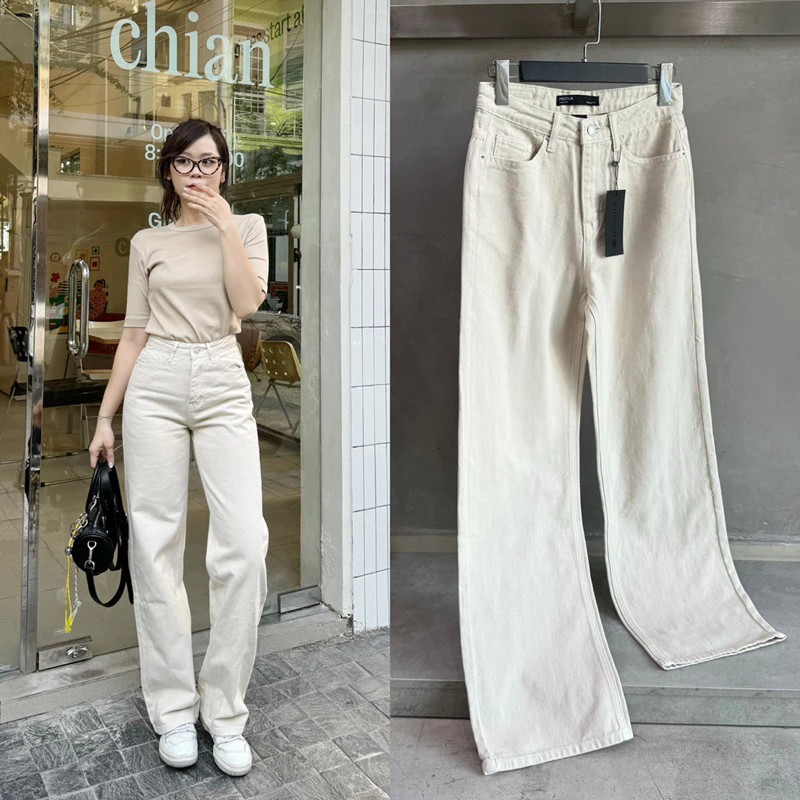 [MIDDUA] JN205 Quần jean suông nữ cơ bản nhiều tone màu - ống đứng 25cm