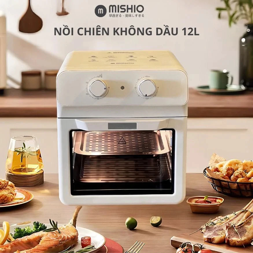 Lò Chiên Không Dầu 12L Đối Lưu Mishio MK393