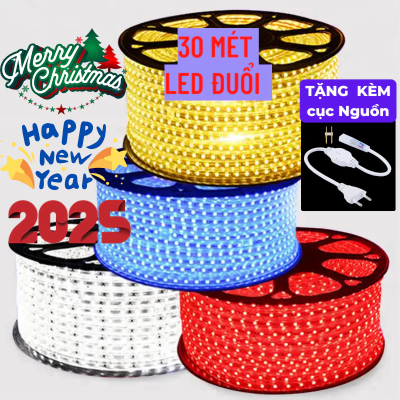 30M Combo Đèn LED dây đôi 2835, Dây led trang trí ngoài trời Siêu sáng =>>Tặng Nguồn LED